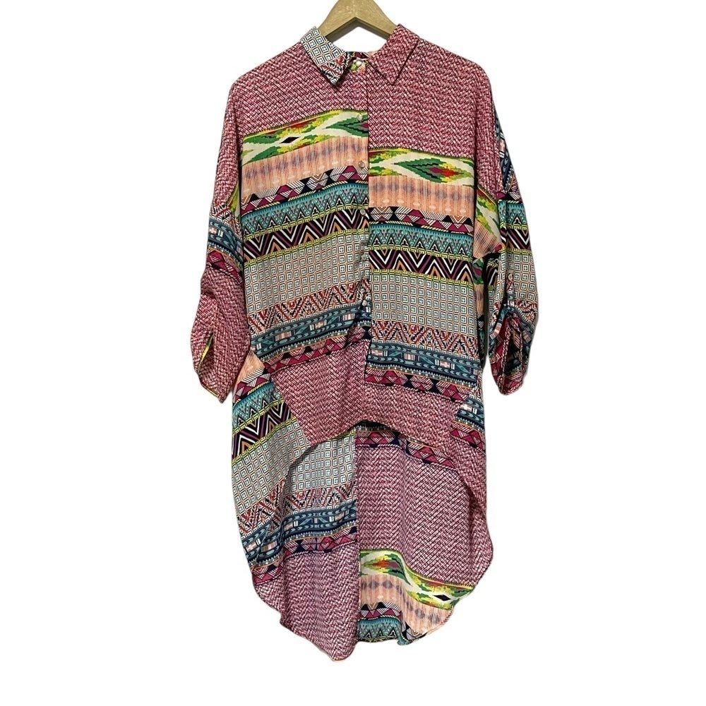 Cato Women’s Mixed Boho Print Multicolor High Low Tunic Top Size 14/16W‎ Relaxed